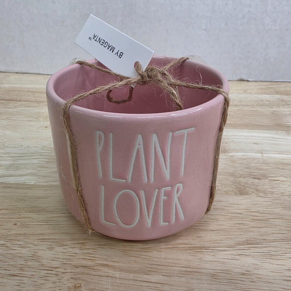 NWT Rae Dunn Plant Lover Pink Ceramic Planter Pot By Magenta Artisan Collection